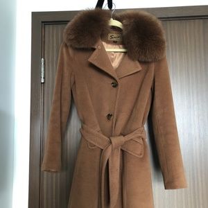Sachi Camel Coat with Fur collar